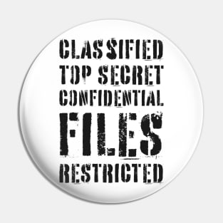 Classified Files Typography Stack (Black) Pin