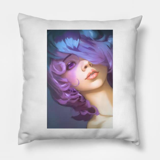 A girl with purple hair Pillow by s.seheri