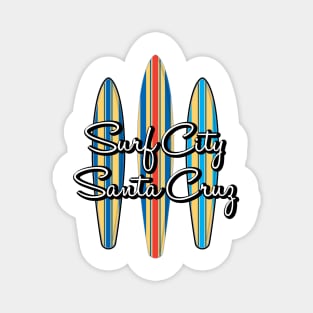 Surf City Santa Cruz California Logo Pack Sticker 3 Surfboards Dark Magnet