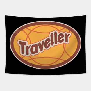 Retro Traveder Badge - Vintage backpacker Sticker - Classic Travel Illustration Tapestry