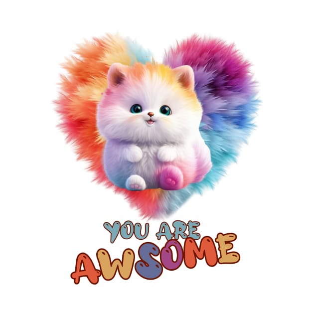 Fluffy: "You are awsome" collorful, cute, furry animals by HSH-Designing