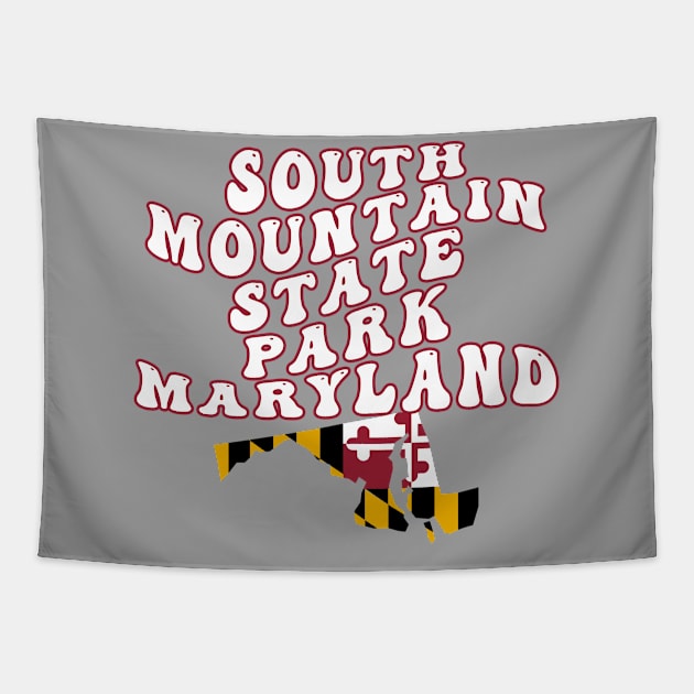 South Mountain State Park Maryland Retro Wavy 1970s Text Tapestry by Go With Tammy