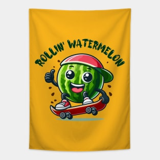 Rollin' Watermelon: Skateboarding Sweetness Tapestry