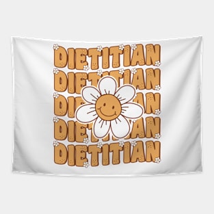 Groovy Retro Dietitian Daisy Flower Womens Nutritionist RDN Tapestry