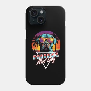 Retro Wave American Bulldog Hot Dog Shirt Phone Case