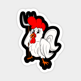 Chicken Farmer Cartoon Rooster Life on Farm Magnet