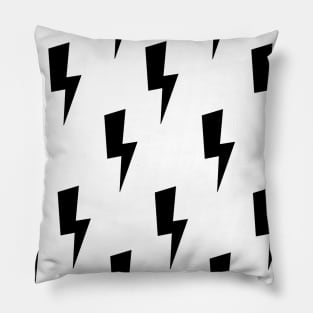 Lightning Bolts- Black on White Pillow