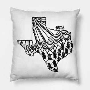 Texas Mandala Zentangle State Outline Pillow