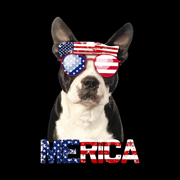 Merica Boston Terriers Dog American Flag 4Th Of July by jrgenbode