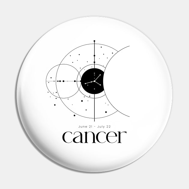Black and White Minimalist Cancer Zodiac Pin by Vermint Studio