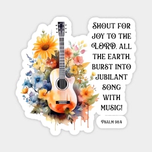 Worship Floral Guitar, Psalm 98:4 Bible Verse Magnet