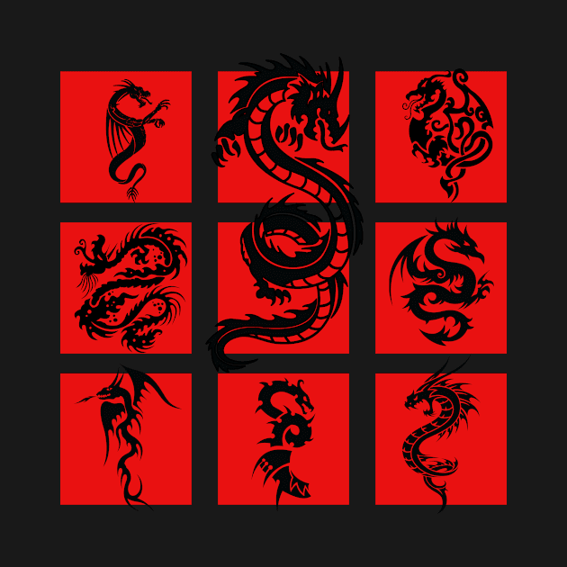 Nine Dragons in Red Boxes by Scarebaby