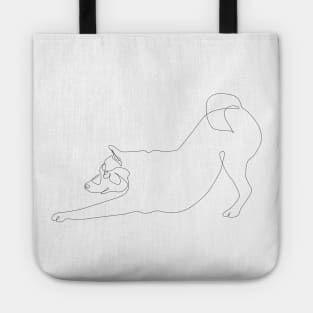 One line Shiba Inu Downward Dog Tote