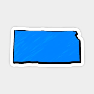 Bright Blue Kansas Outline Magnet