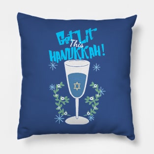 “Get Lit This Hanukkah” Wine Glass & Greenery Pillow