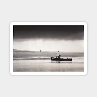 Fishing boat returning to harbour - Conwy estuary, North Wales Magnet