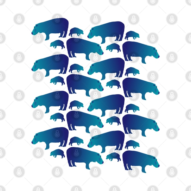 Seamless Decorative Hippo Family Pattern by Davey's Designs