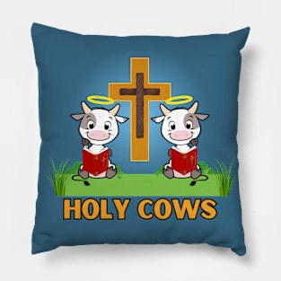 Funny Holy Cows reading their Bibles cartoon Pillow