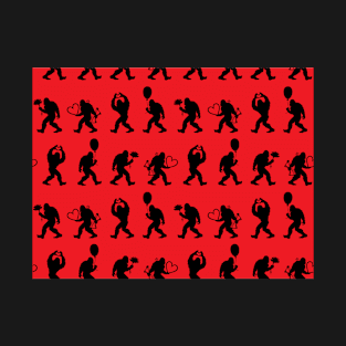 Love Core Bigfoot in Black on Red | Valentine Sasquatch T-Shirt