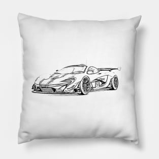 P1 GTR Supercar Racing Wireframe Pillow