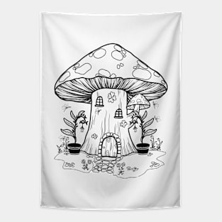 Fairy Mushroom House Tapestry