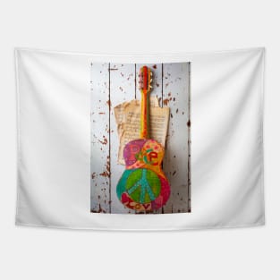 Love Peace Guitar Hanging On Wall Tapestry