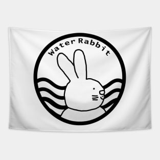 Water Rabbit Black Line Chinese Zodiac Tapestry