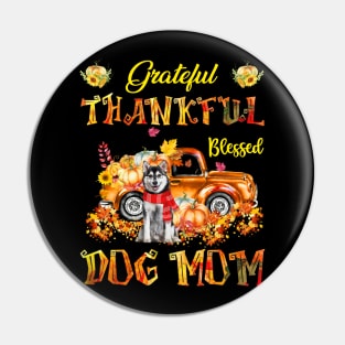 Husky Truck Pumpkin Thankful Grateful Blessed Dog Mom Pin