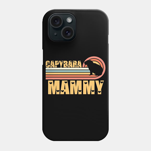 Vintage Retro Sunset Capybara Mammy Phone Case by Vixel Art