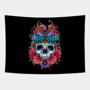 Skull and Moth by Lorna Laine Tapestry