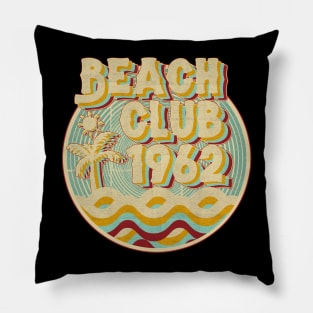 vintage retro beach club 70s 1962 with spirale turqoise Pillow