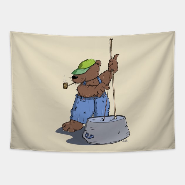 Hillbilly Bear plays Bass Guitar Tapestry by schlag.art