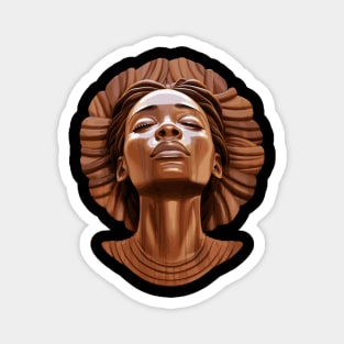 Wooden Carving of a Braided African Woman Magnet