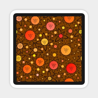 Flower Suns Warm on Dark Brown Repeat 5748 Magnet