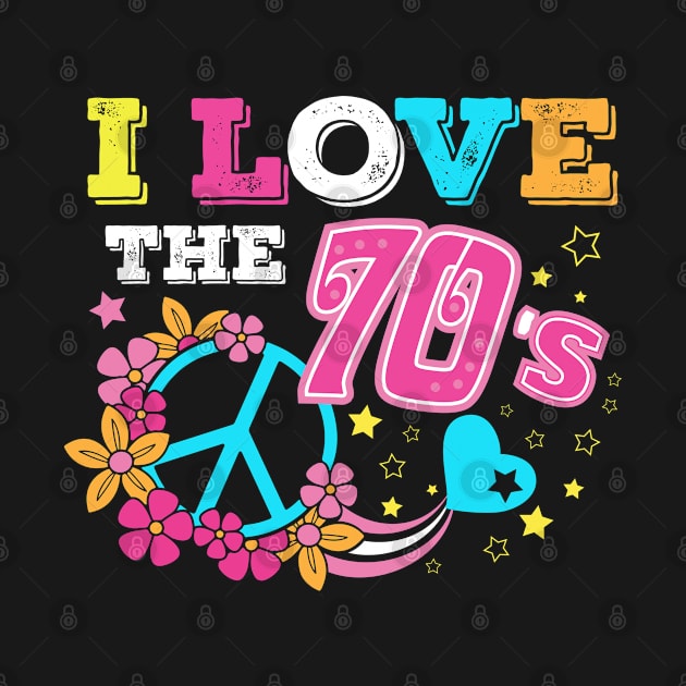 I love the 70s/1970s/1970/Retro/Peace/Flowers/Love by Krautshirts