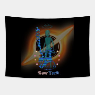 New york alien spaceship Tapestry