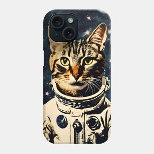 Astronaut Cat in Space Vintage Surreal Collage Art Phone Case