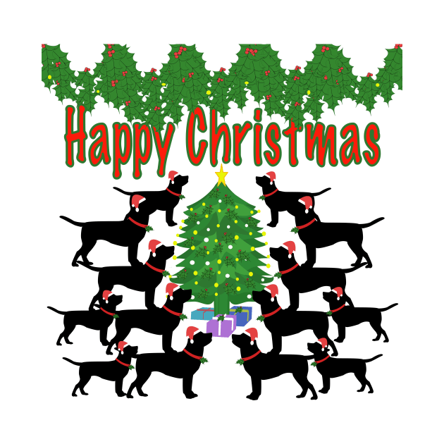 Black labradors at Christmas by designInk