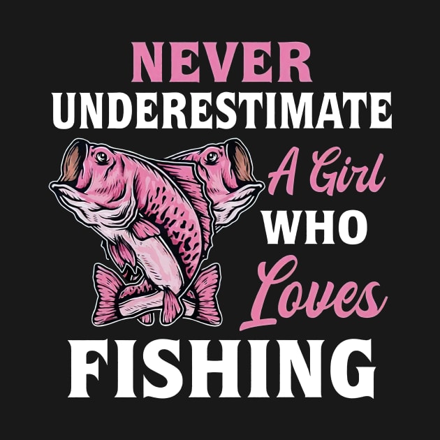 Never Underestimate A Girl Who Loves Fishing by Red and Black Floral