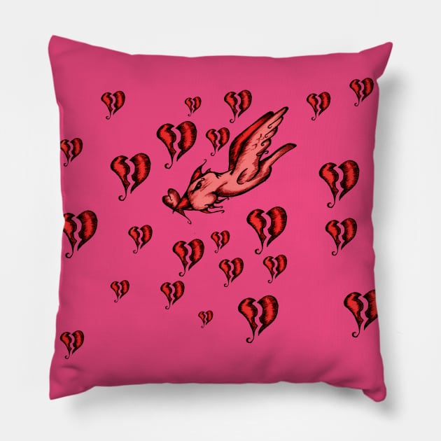 Fly through a sea? Yes, we're going for it. Fly through a sea of broken hearts to find one that's unbreakable for you. I'm sure it's out there. Probably drinking a beverage of some kind while doing either stuff or things. Pillow by Flush Gorden