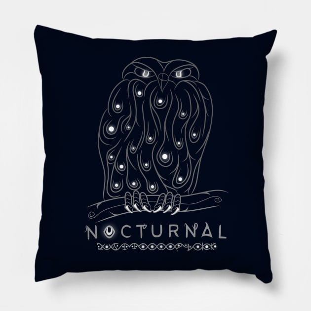 NOCTURNAL HOLY OWL Pillow by justtpickk