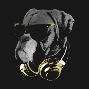 DJ Boxer Dog Bling T-Shirt