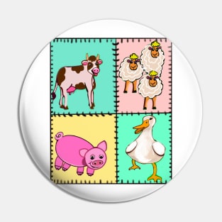 Old Macdonald had a farm patchwork quilt..and on that farm he had a dog, cow, duck, sheep Pin