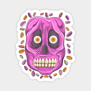 Skeleton Surprised Mask - Día De Los Muertos - The Pink Skull Mask- Nature Lover Magnet