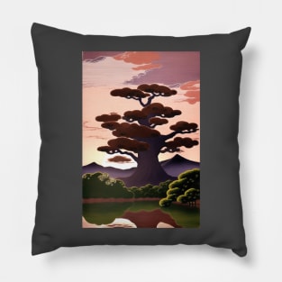 cool ukiyo-e sunset design Pillow