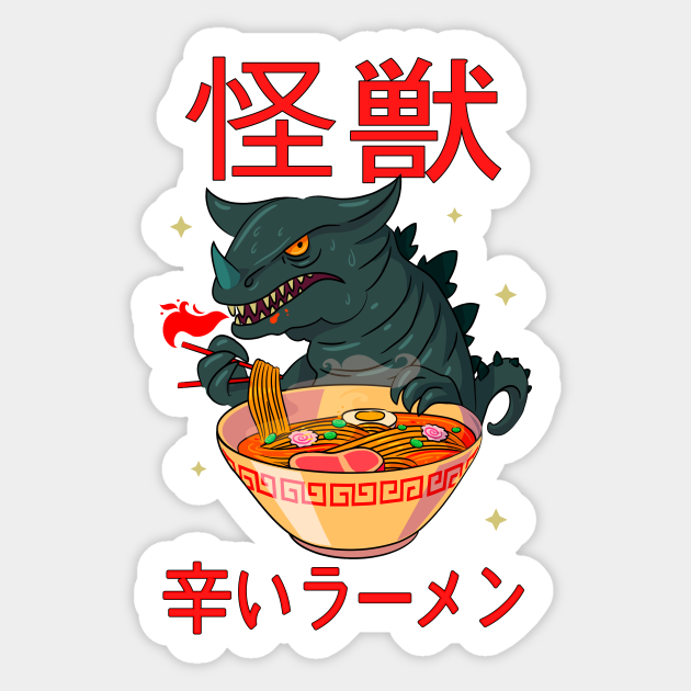 Strange Beast Spicy Ramen Monster Japan Japanese Culture Light Colors Kaiju Sticker Teepublic Strange Beast Spicy Ramen Monster Japan Japanese Culture Light Colors Kaiju Sticker Teepublic