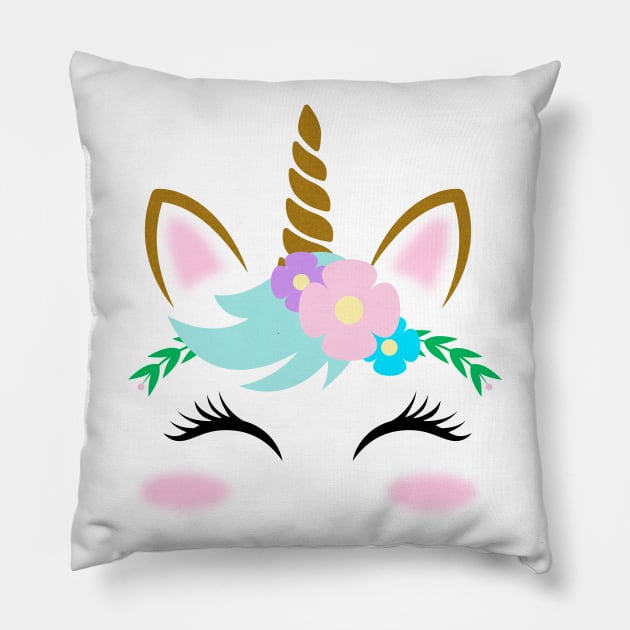 Pretty Little Unicorn Face Pillow by DesignsbyDonnaSiggy