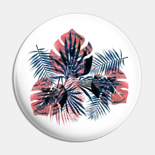 Orange blue watercolor jungle leaves Pin