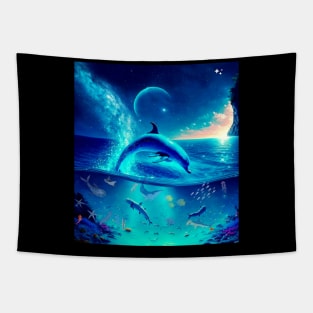 For Dolphin Lovers In The Moonlight Tapestry