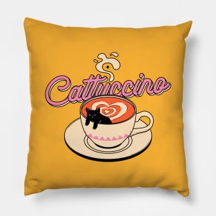 Cappuccino Black Cat in yellow Pillow